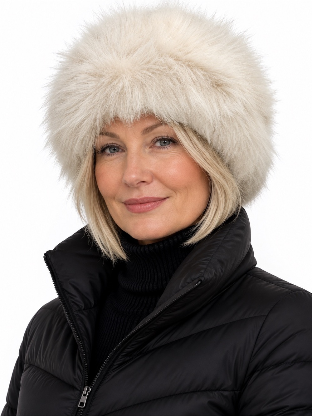 NEW: Plush Faux Fur Winter Hat in Ivory/White - Women